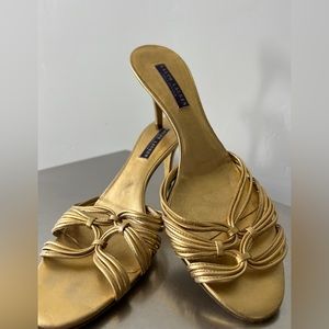 Ralph Lauren Gold Metallic Leather Heels